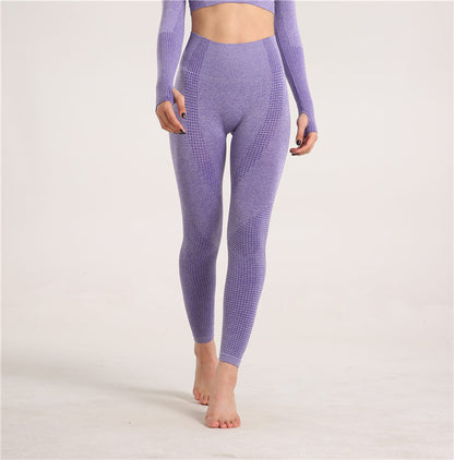 Explosive Yoga Suit Seamless High-waisted Running Hip Pants Suit Quick-drying Long-sleeved Sportswear Women's Suit