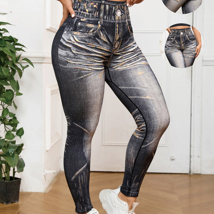 Summer Peach Buttocks Large Size Yoga Pants with Hip Line Tight High Waist Tie-dye Large Size Fitness Pants Quick-drying Outer Wear Women