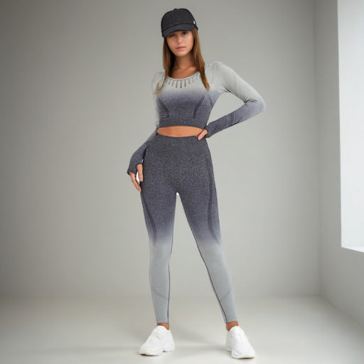 Sports Fitness Clothes, Yoga Clothes Set, High-end Yoga Clothes, Lulu Same Women's Sports Clothes, Women's Spring and Autumn Suits