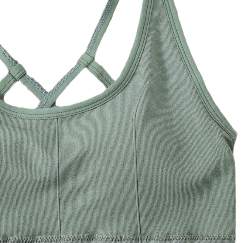 Sports Bra Without Underwire Fixing Cup Small Breast Non-empty Cup Shockproof Running Sports Bra Thin Straps Shockproof Beautiful Back