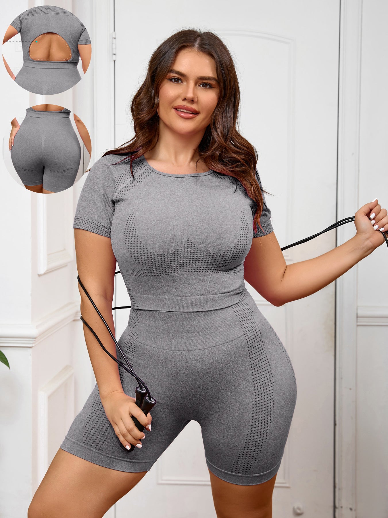 Large Size Yoga Suit Women's Quick-drying Summer High-strength Tight Suit Large Size Fitness Suit Women's Fat 100kg