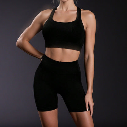Yoga Suit, Black Vest Shorts, Women's Summer High-value Women's Sportswear, High-end Suit, Thin Body Sculpting
