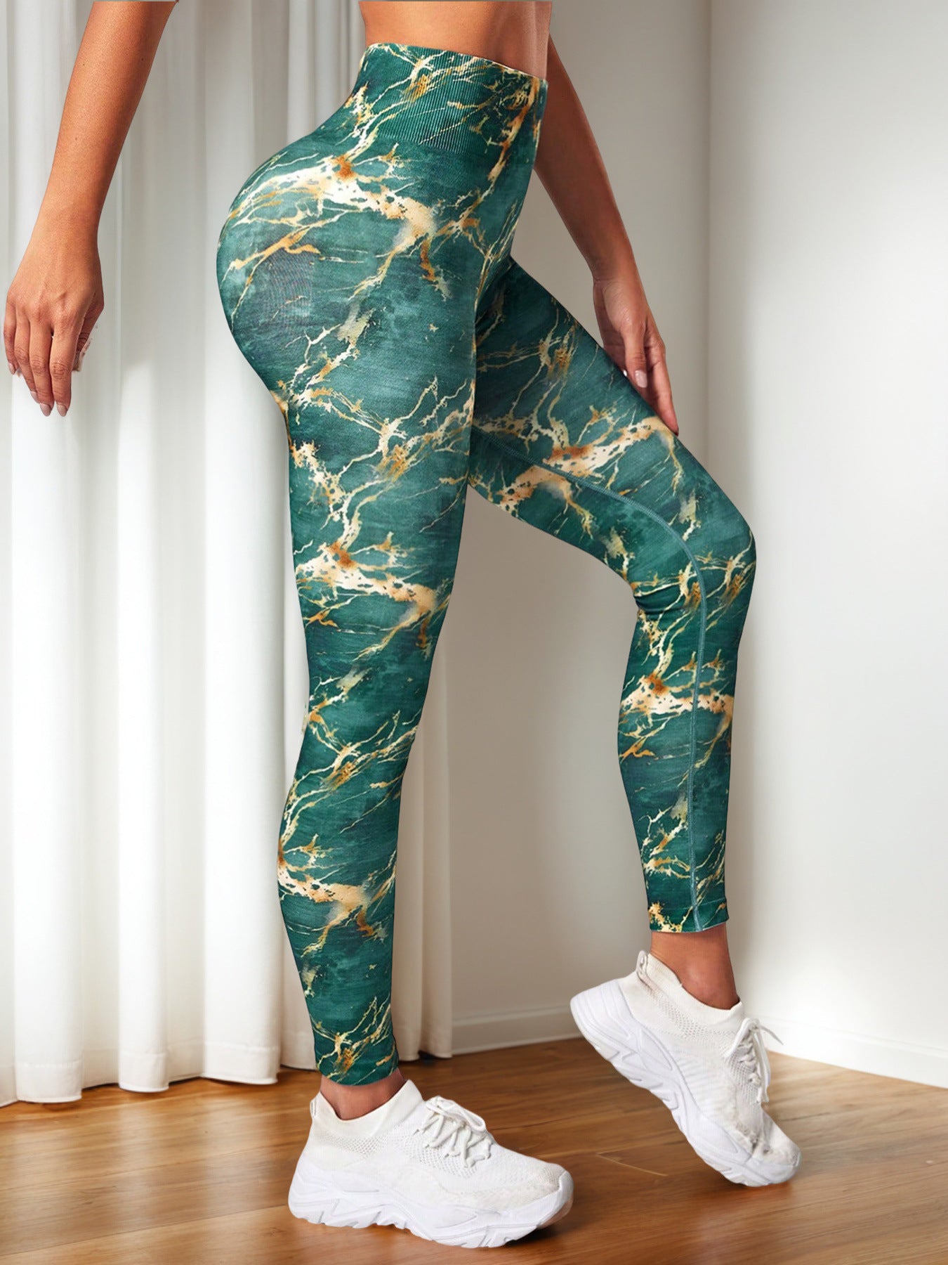 Seamless Peach Hip Yoga Pants Lift Hip Line Tight European and American Sports Fitness Leggings Tie-dye