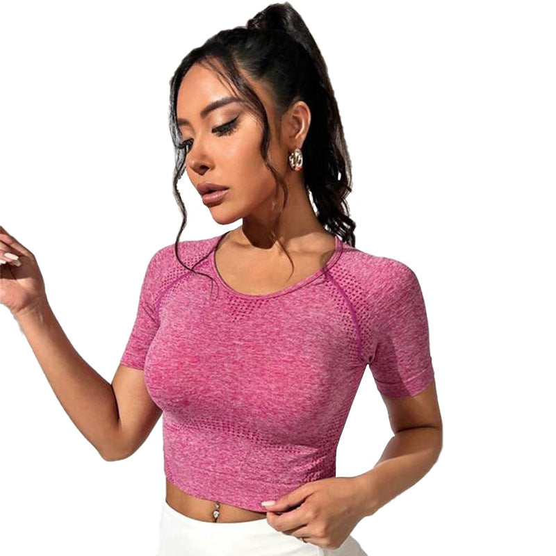 Yoga Clothes Top Summer Cool High-end Thin Fitness Back Top One-piece Top Short-sleeved Yoga Top