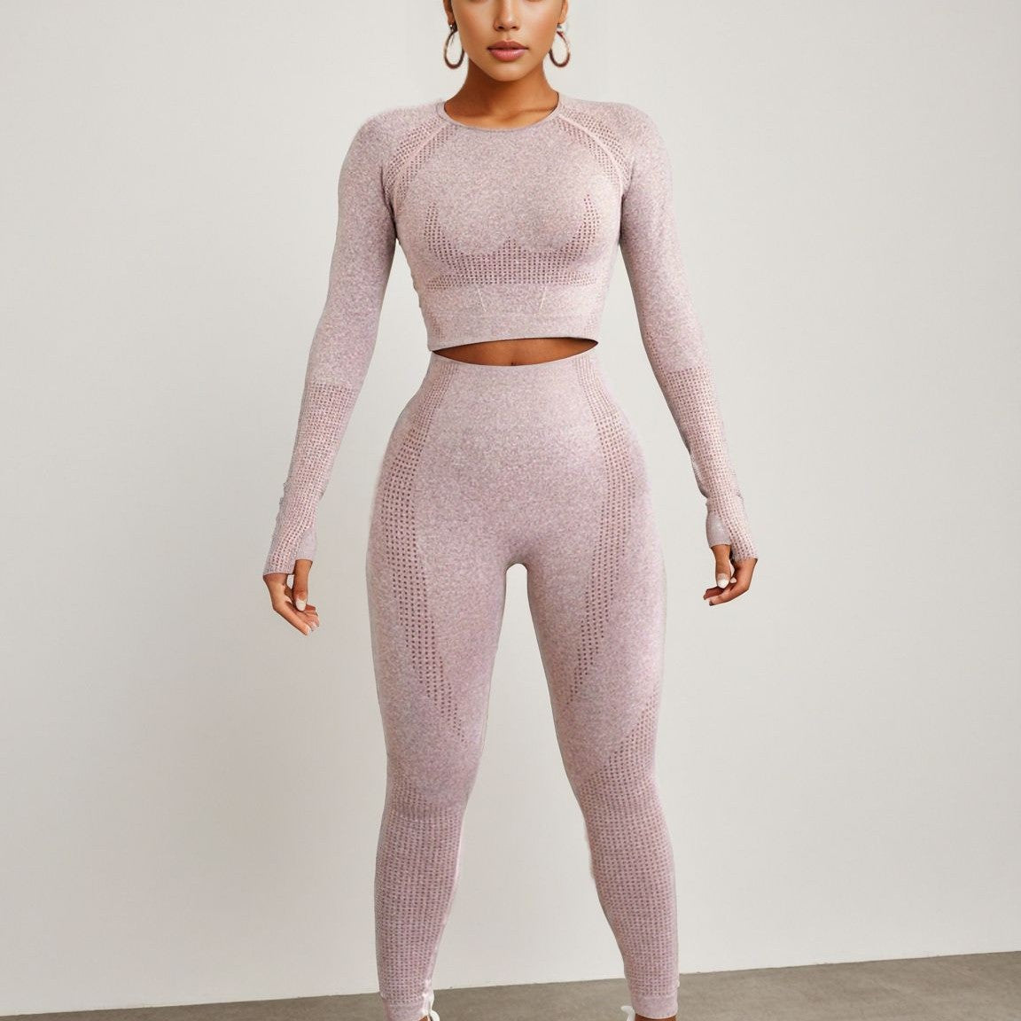 Quick-drying Seamless Yoga Suit, Shockproof Yoga Hollowed-out Vest, Women's High-waisted Hip-lifting Fitness Trousers