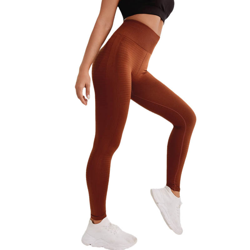 Yoga Pants No Embarrassment Line High Waist Trousers Wear Sports Knitted Yoga Pants B Seam Fitness Pants Women Peach Buttocks