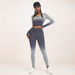 Professional Yoga Long-sleeved Top Spring and Autumn Sports Running Gradual Change Tight Running Fitness Top Sports Long Sleeves