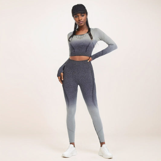 Professional Yoga Long-sleeved Top Spring and Autumn Sports Running Gradual Change Tight Running Fitness Top Sports Long Sleeves