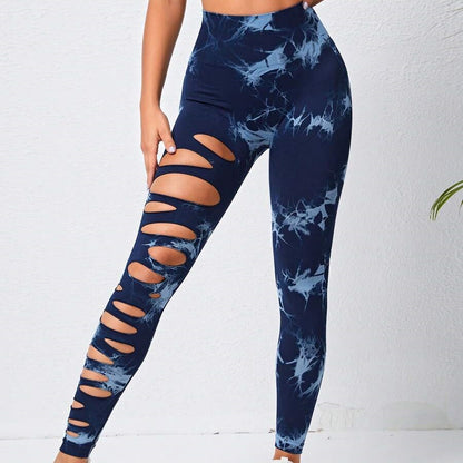 New Women's Elastic Tight Quick-drying Fitness Yoga Pants Sports Running Nine-point Trousers