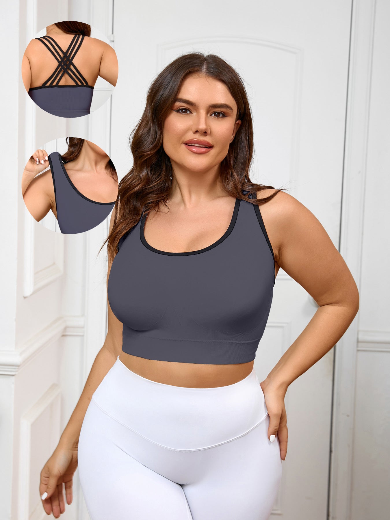 Large Size Fitness Underwear Women's High-intensity Beauty Back Fitness Bra Seamless Thin Sports Beauty Back Sling Fixed Cup Women