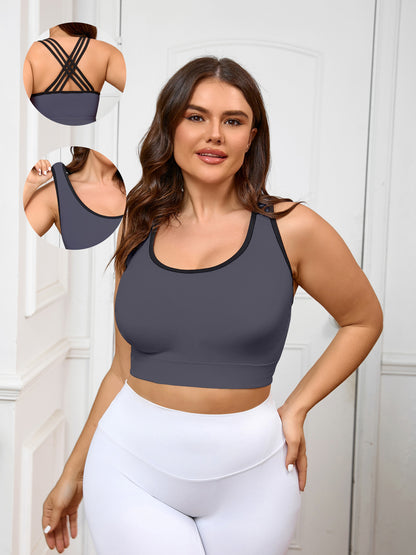 Large Size Fitness Underwear Women's High-intensity Beauty Back Fitness Bra Seamless Thin Sports Beauty Back Sling Fixed Cup Women