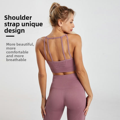 Custom Cross-border Amazon European and American Seamless Yoga Suit Sports Fitness Hollow Bra Tight Hip Lift