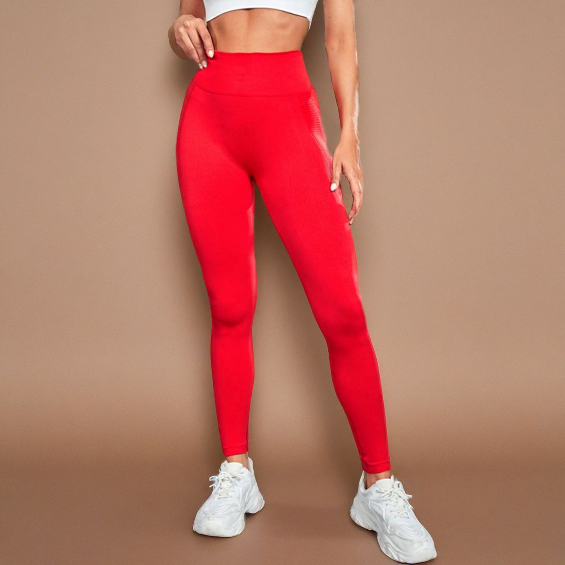 Women's Sports High Waist Leggings Naked Sexy Slim Fit Solid Color Yoga Fitness Pants
