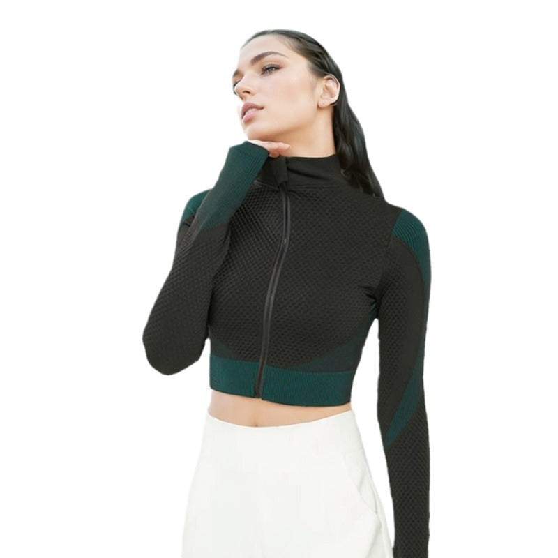 Hot-selling Yoga Clothes Running Suit Wholesale Summer Women's Tight Quick-drying Breathable Stand-up Collar Long-sleeved Sports Jacket