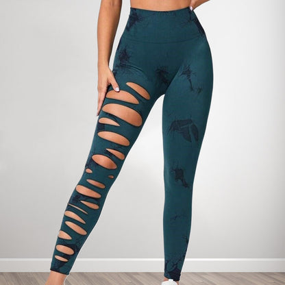 New Women's Elastic Tight Quick-drying Fitness Yoga Pants Sports Running Nine-point Trousers