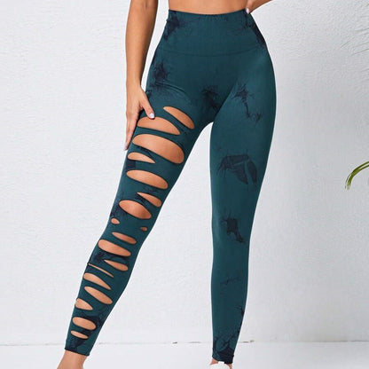 New Women's Elastic Tight Quick-drying Fitness Yoga Pants Sports Running Nine-point Trousers