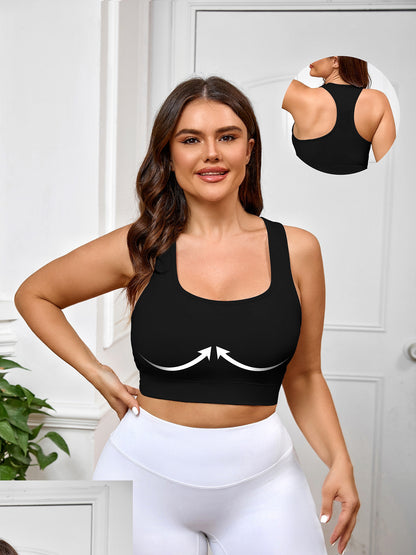 Large Size Sports Bra Wholesale, Yoga Bra Integrated Fixed Cup with Chest Pad Summer Shock-proof Fitness Bra