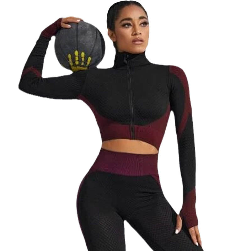 Hot-selling Yoga Clothes Running Suit Wholesale Summer Women's Tight Quick-drying Breathable Stand-up Collar Long-sleeved Sports Jacket